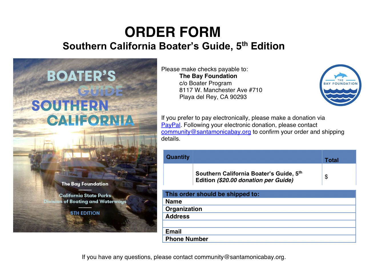 Boater's Guide order form