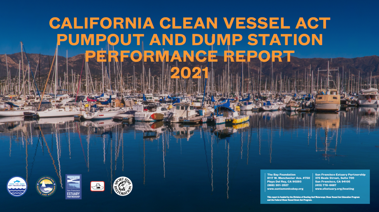 Cover Page of California Clean Vessel Act Pumpout and Dump Station Performance Report 2021
