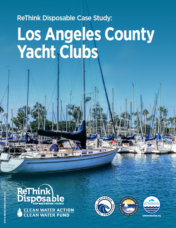 ReThink Disposable Case Study cover page showing a sailboat on the water at a marina